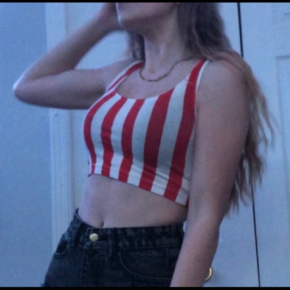 white and red tank top